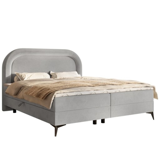 Łóżko kontynentalne ROSSINI z materacem - szare