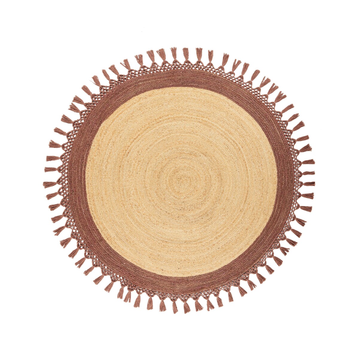 Dywan okrągły z juty 140 cm beżowy z brązowym MARTS