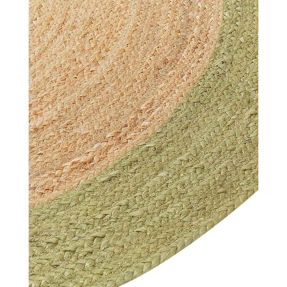 Dywan okrągły z juty 140 cm beżowo-zielony YAYALAR
