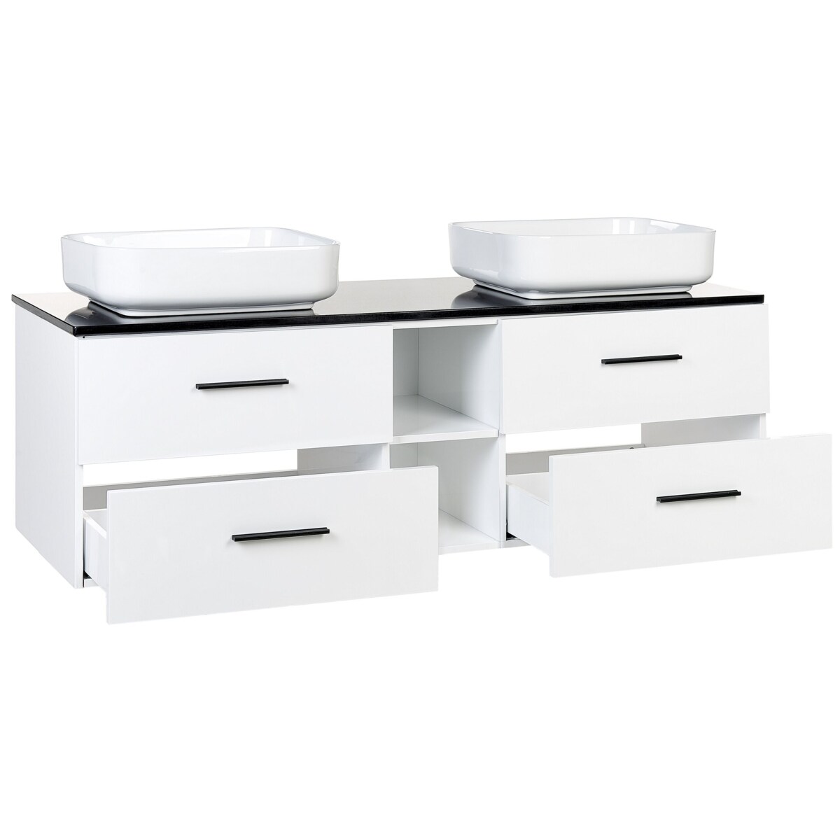 Zestaw mebli łazienkowych z podwójną umywalką i lustrami biały PILAR