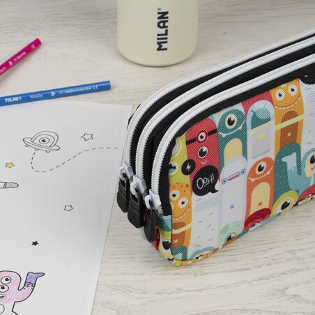 Piórnik 3 komorowy duży MILAN ALIENS