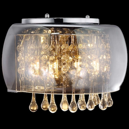 Ścienna LAMPA glamour KALLA 15809W Globo szklana OPRAWA kinkiet z kryształkami przezroczysty przydymiony chromowany