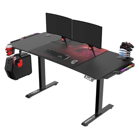 Biurko gamingowe LEVEL V2 LED czerwone