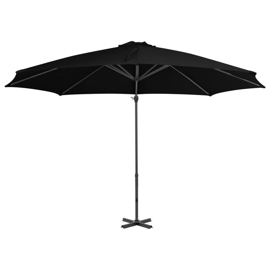 vidaXL Parasol wiszący z aluminiowym słupkiem, 300 cm, czarny