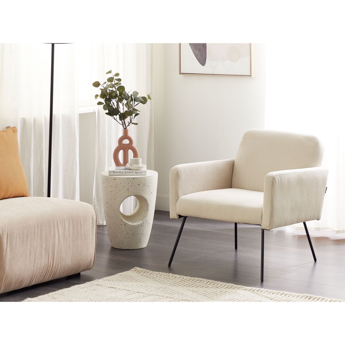 Fotel sztruksowy beżowy NARKEN