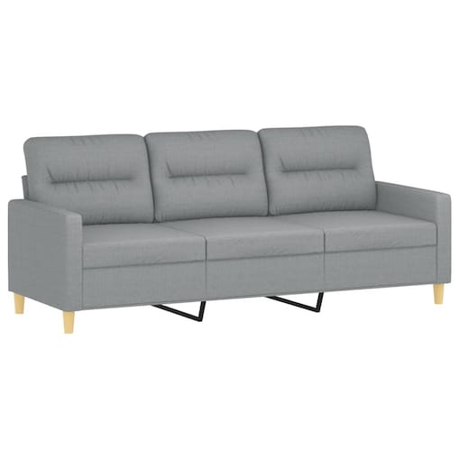 vidaXL Sofa 3-osobowa, jasnoszara, 180 cm, tapicerowana tkaniną