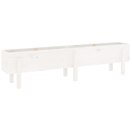 vidaXL Donica ogrodowa na nóżkach, biała, 160x30x38 cm, drewno sosnowe