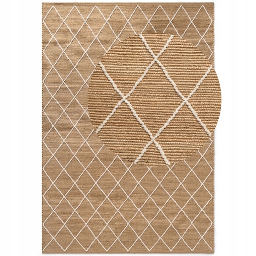 Dywan jutowy boho do salonu 160x230cm, naturalny beżowy dywan z juty