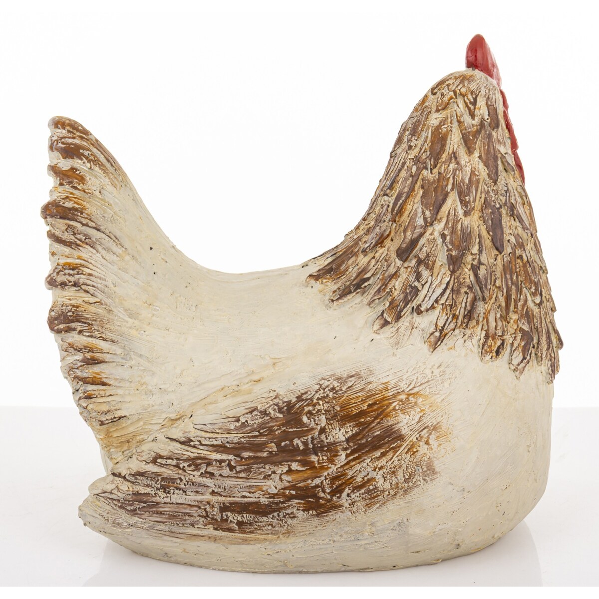 Dekoracja - kura biało-brązowa 23x24x17 cm POULE