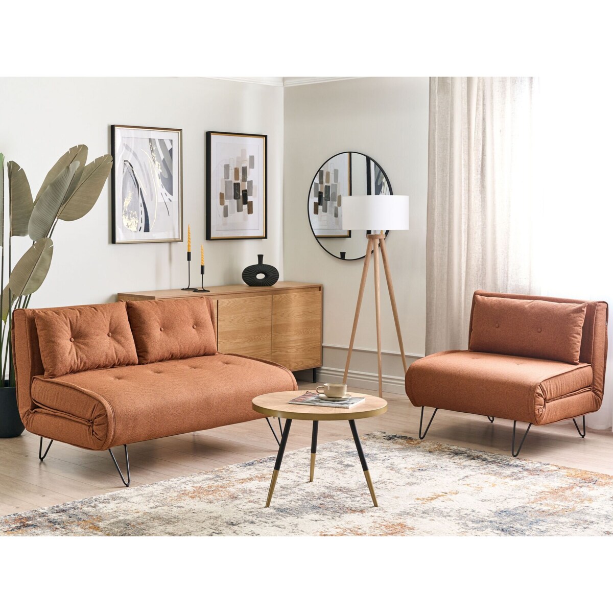 Komplet wypoczynkowy dla 3 osób VESTFOLD Pomarańczowy