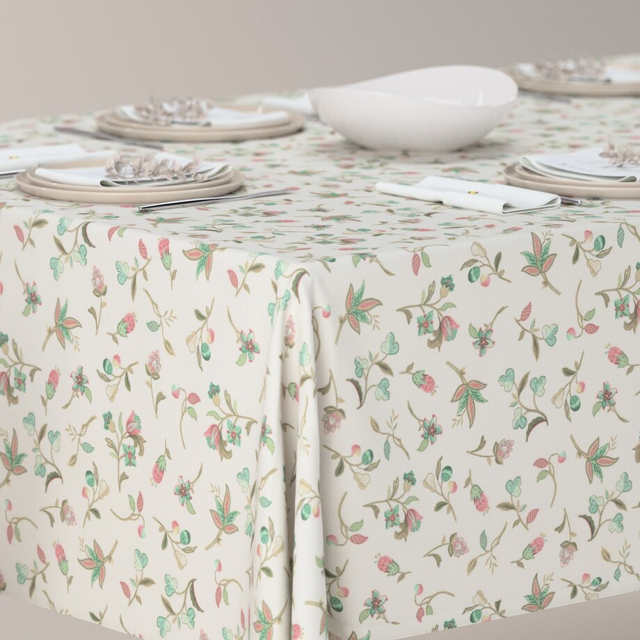 Obrus prostokątny 130x130 małe kwiaty na jasnym tle