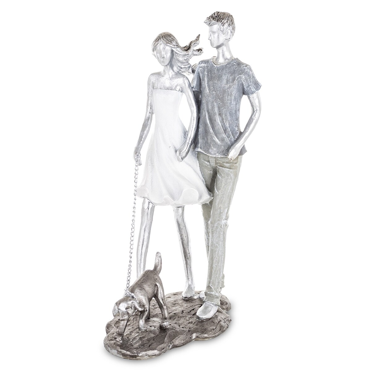 Dekoracja - figurka 26,5x10x18 cm PARA - spacer z psem