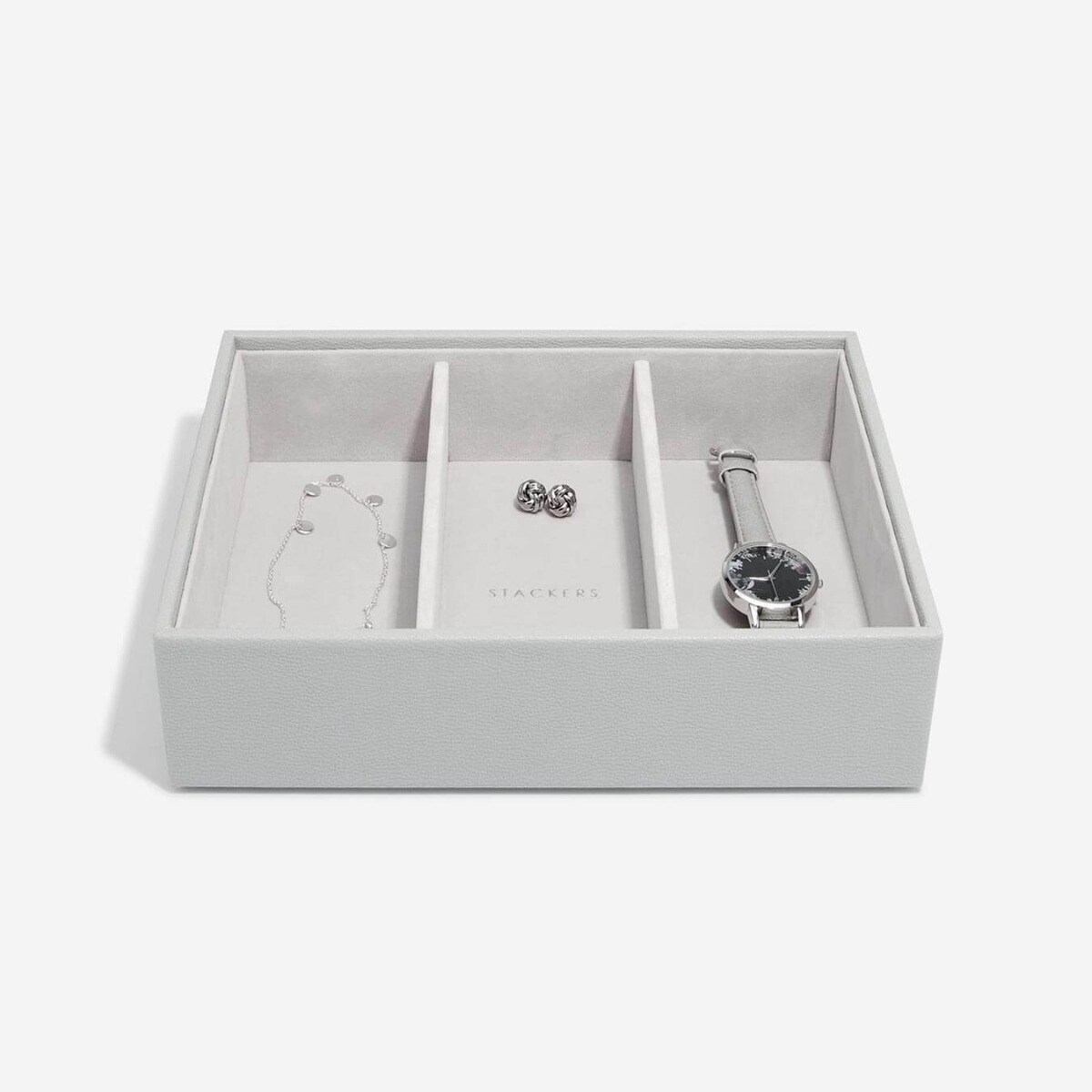 Szkatułka na biżuterię Stackers 3 komorowa classic kamienna szarość