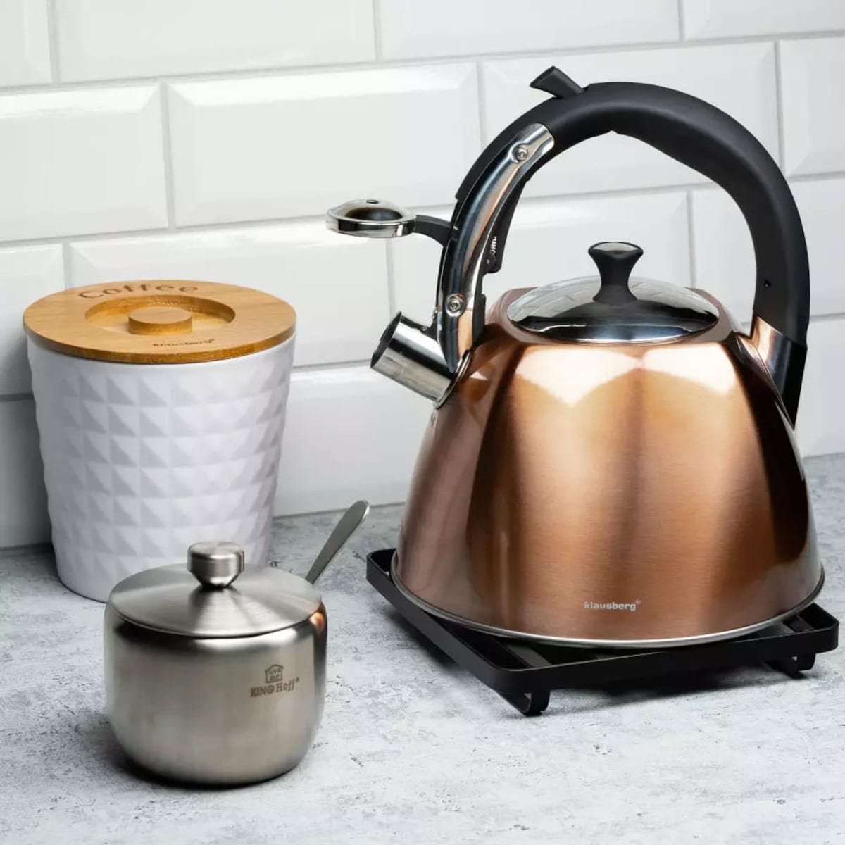 Czajnik stalowy z gwizdkiem 3L indukcja gaz miedziany KLAUSBERG