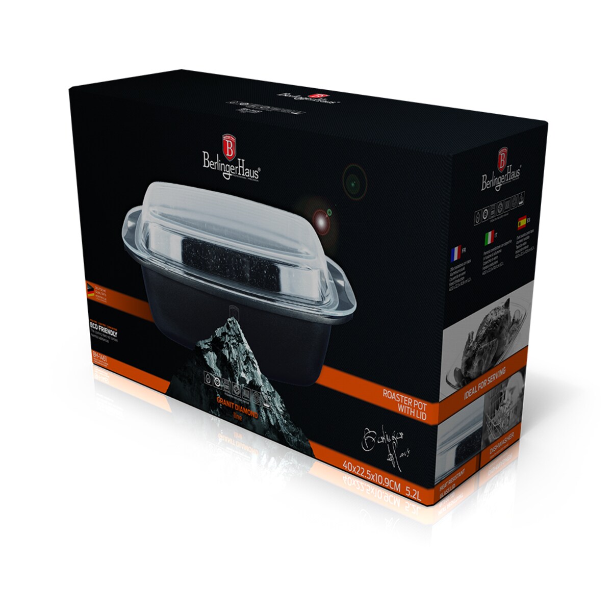 Brytfanna z powłoką granitową 5.2L 2 ele. BERLINGER HAUS Granit Diamond