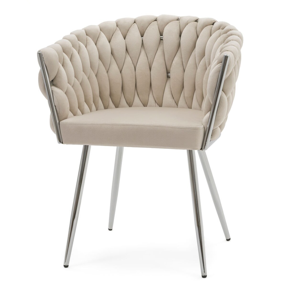 KRZESŁO WELUROWE DO KUCHNI KASZMIROWE SREBRNE NOGI ROSA CHROME PLECIONE