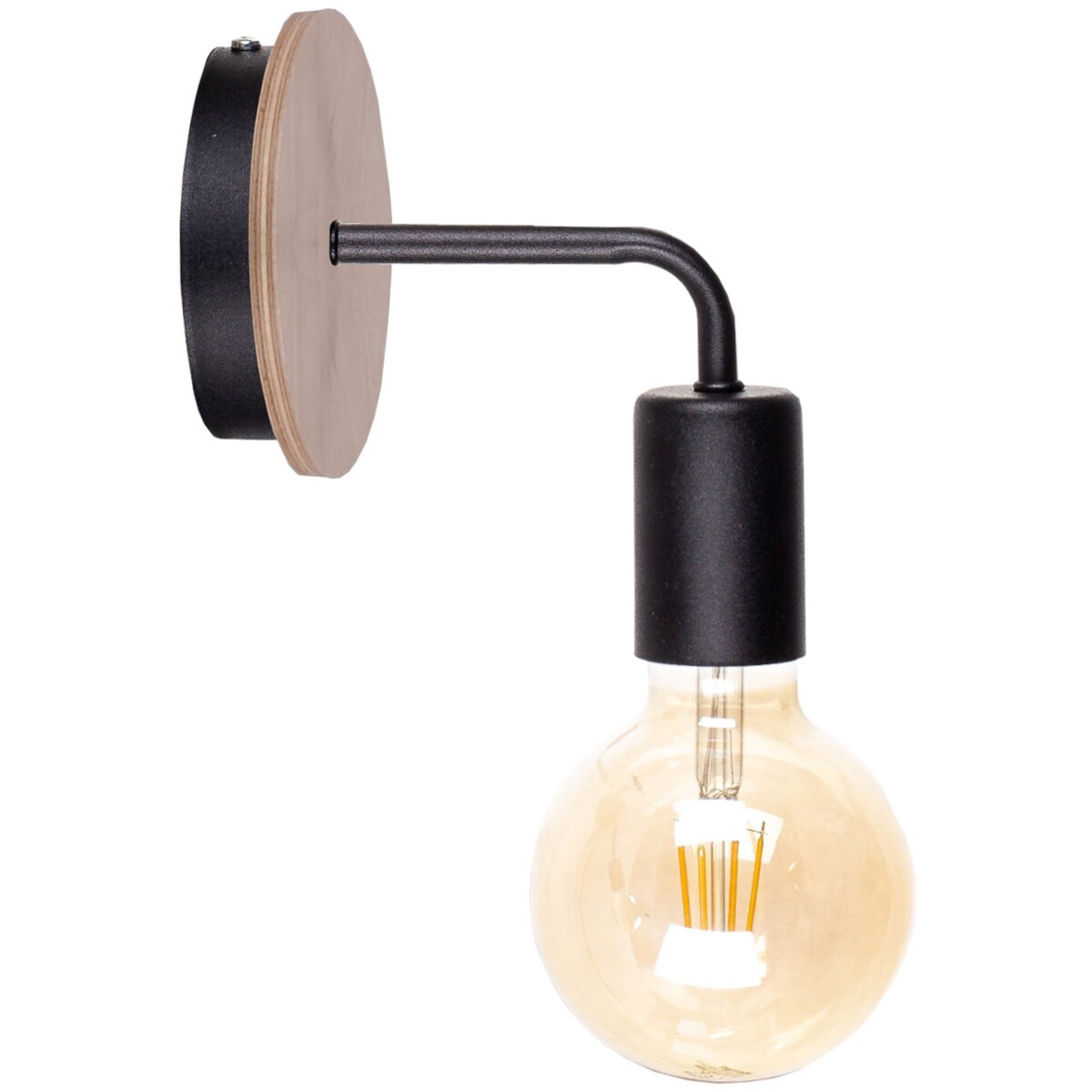 Loftowa LAMPA ścienna KET1166 industrialna OPRAWA metalowy kinkiet czarny drewno