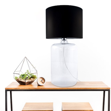 Szklana LAMPA stołowa AMARSA 5507BK Zumaline abażurowa LAMPKA stojąca czarna przezroczysta