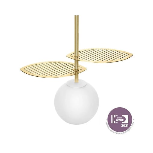 FYLLO A złota lampa wisząca z mosiężnymi liśćmi