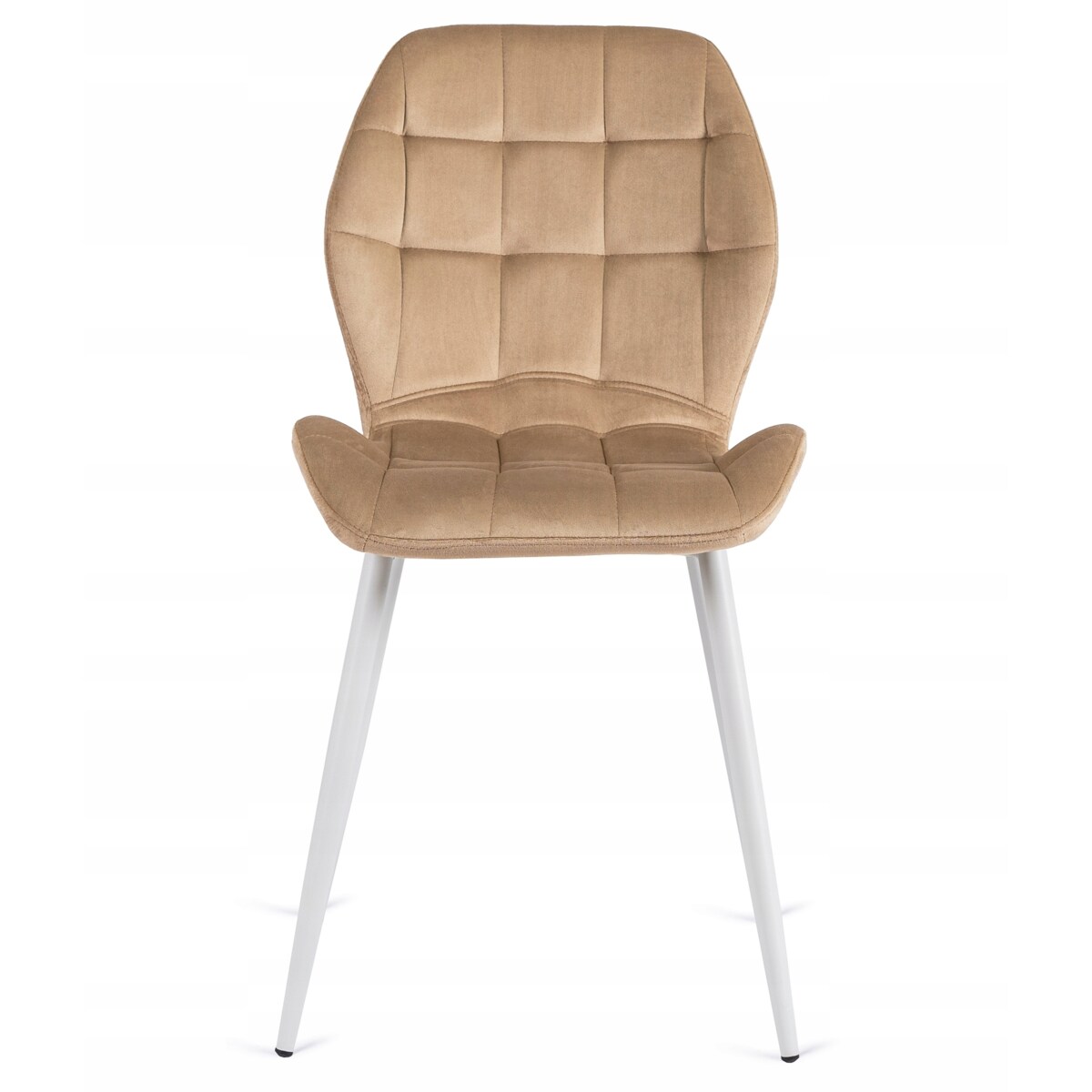 Krzesło Tapicerowane Welurowe Beż LUCKY Kuchenne Do Jadalni Kuchni Salonu