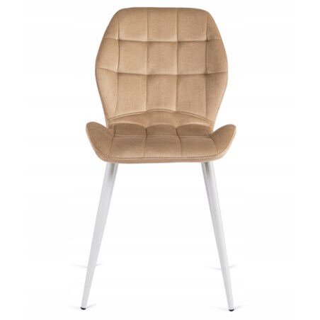 Krzesło Tapicerowane Welurowe Beż LUCKY Kuchenne Do Jadalni Kuchni Salonu