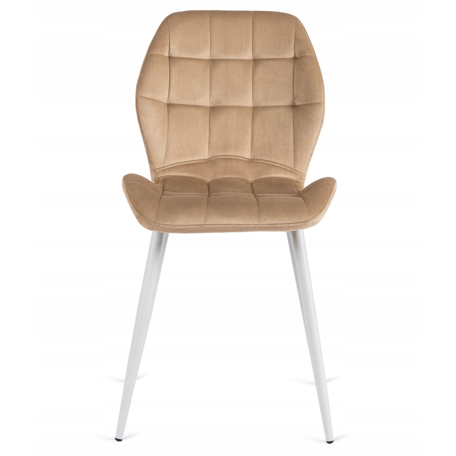 Krzesło Tapicerowane Welurowe Beż LUCKY Kuchenne Do Jadalni Kuchni Salonu