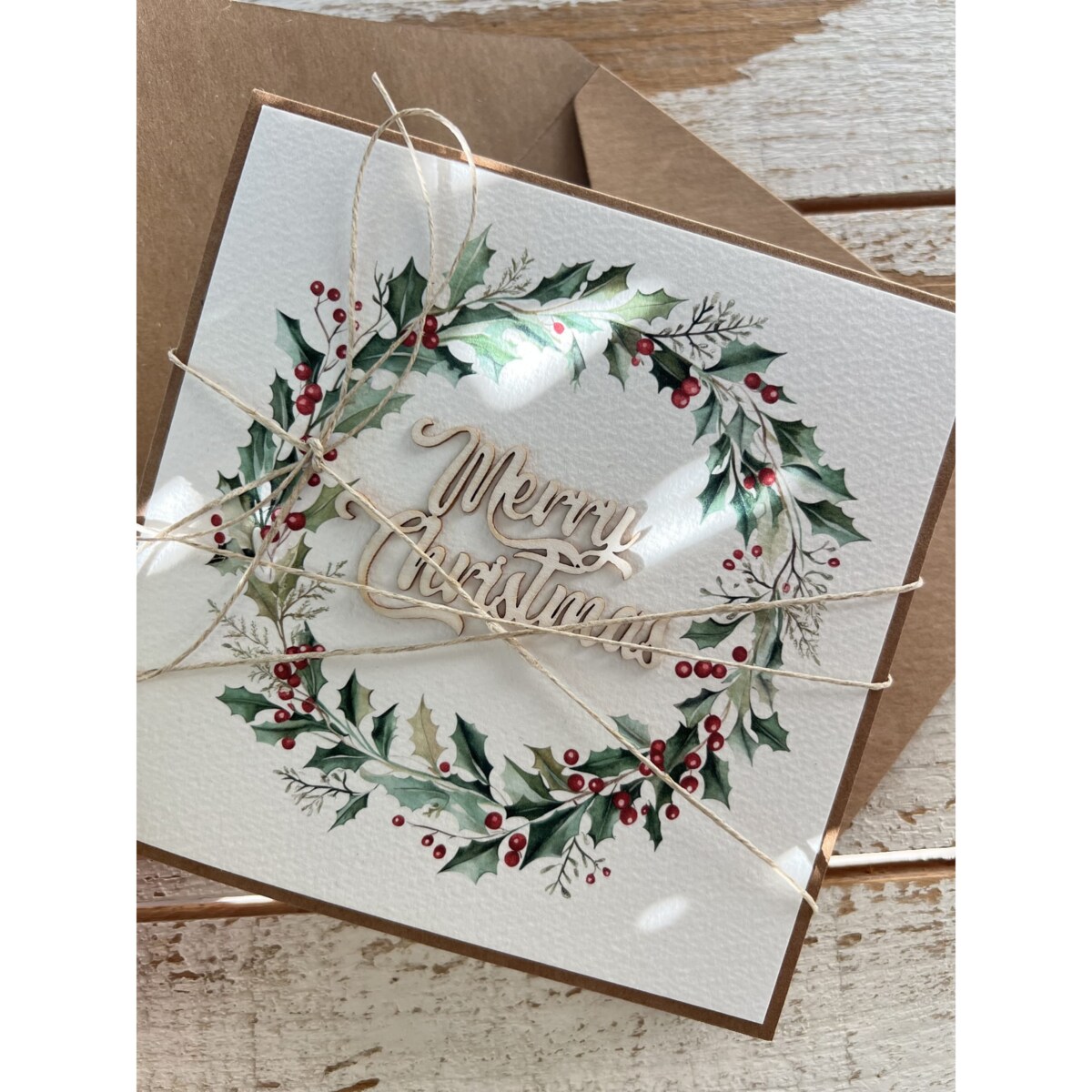 Kartka świąteczna ręcznie robiona na Boże Narodzenie - Merry Christmas