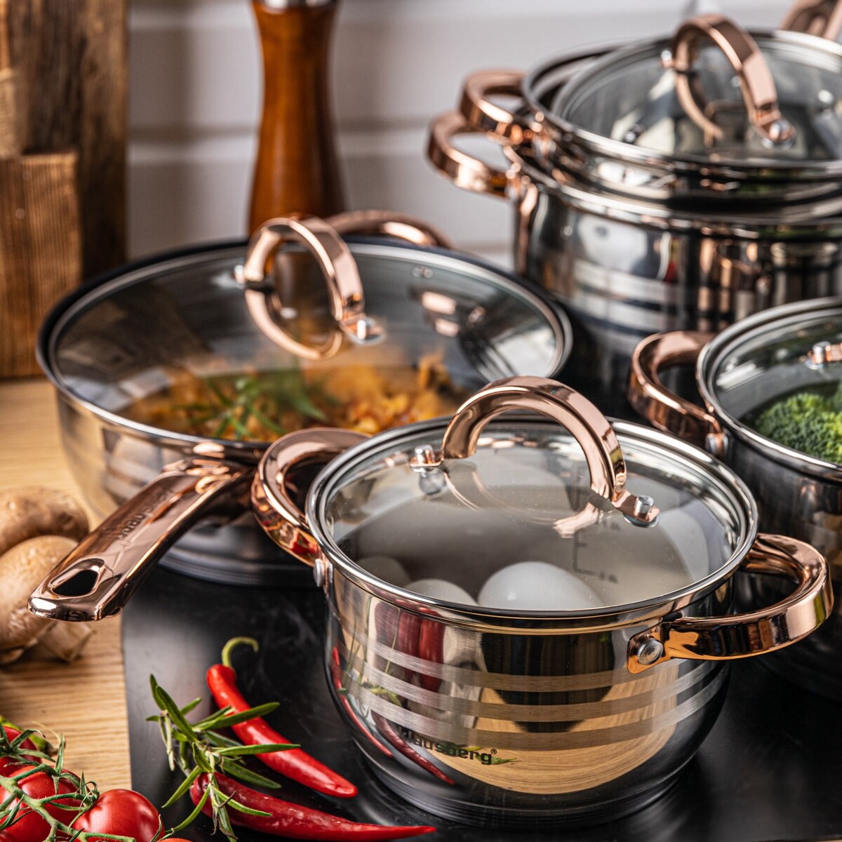 Zestaw garnków stalowych 12 ele. 2.1/2.1/2.9/3.4/3.9/6.6L KLAUSBERG