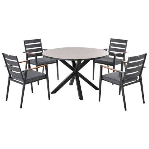 Zestaw ogrodowy dla 4 osób MALETTO/TAVIANO z poduszkami Metal Szary/ czarny
