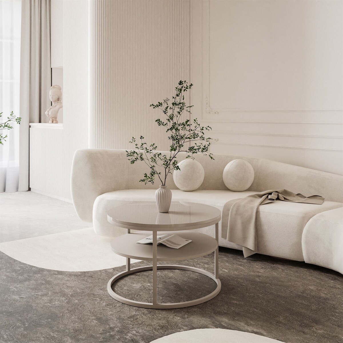 Stolik Kawowy CIRI SLIM z pólką kaszmir połysk