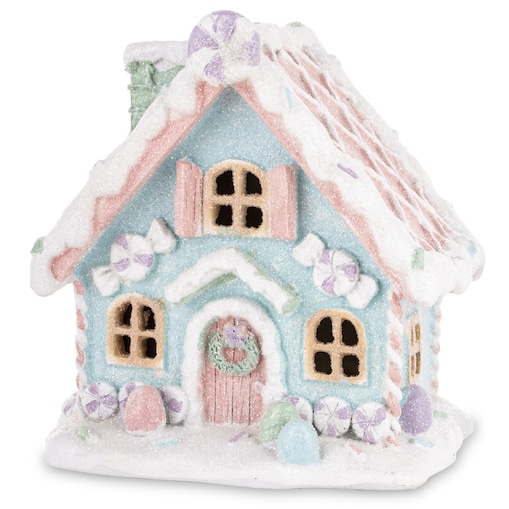 Domek ciasteczkowy LED 13x12x10,5 cm BISCOTTO niebieski mały