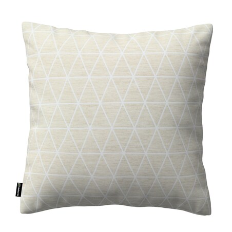 Poszewka Kinga na poduszkę 43x43 trójkąty na beżowo-lnianym tle