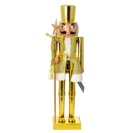 Figurka Dziadek Do Orzechów 60 Cm Boże Narodzenie Złoty Czapka Płaska