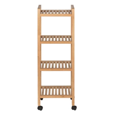 Regał łazienkowy na kółkach NORWAY z czterema półkami, drewno orzechowe, WENKO