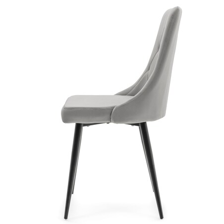 Krzesło tapicerowane welurowe do salonu jadalni CAREN jasnoszare