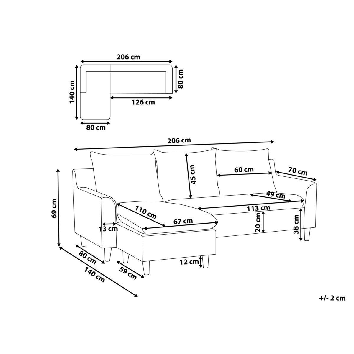Narożnik ELVENES Lazurowy Welur