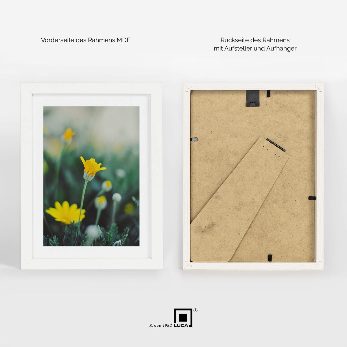 Ramka na zdjęcia 15x20 cm biała rama MDF z plexi do postawienia powieszenia klasyczna ramka