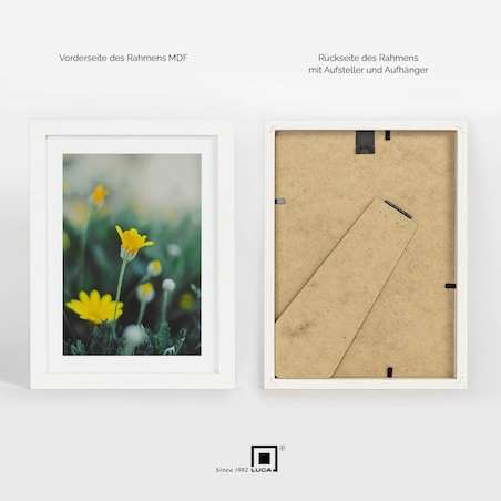 Ramka na zdjęcia 15x20 cm biała rama MDF z plexi do postawienia powieszenia klasyczna ramka