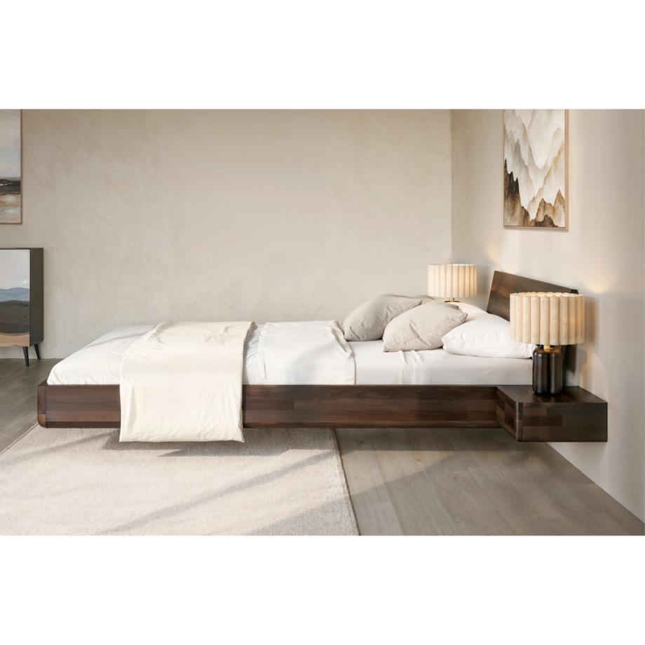 Łóżko lewitujące drewniane bukowe Visby LENA z szafkami / 160x200 cm, kolor palisander