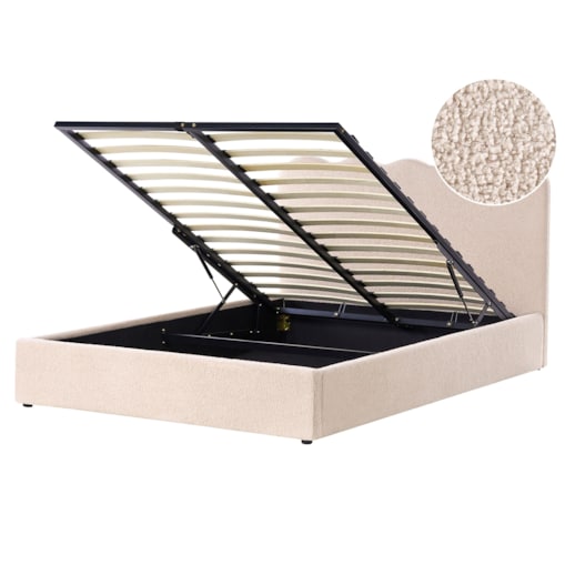 Łóżko z pojemnikiem Boucle NANTERRE 160 x 200 cm Beżowy