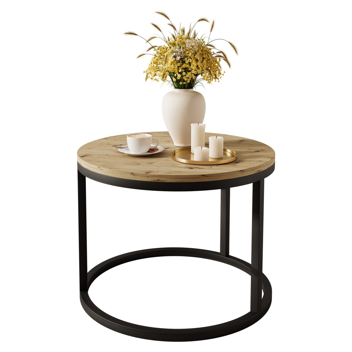 Okrągły stolik kawowy CIRI czarny dąb artisan