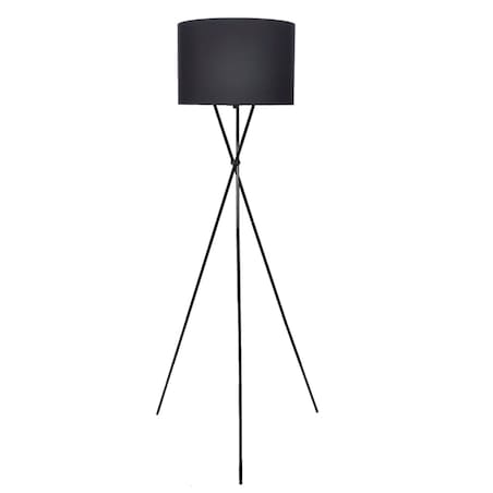 vidaXL Lampa podłogowa na trójnogu, czarna, 139 cm