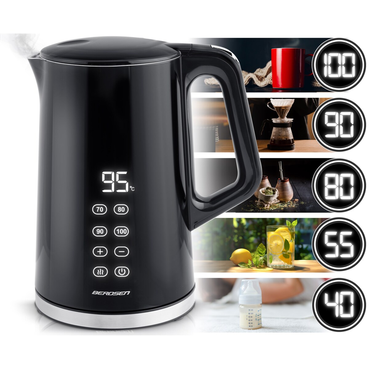 Czajnik elektryczny Berdsen 1,7l panel dotykowy regulacja temperatury 2200W