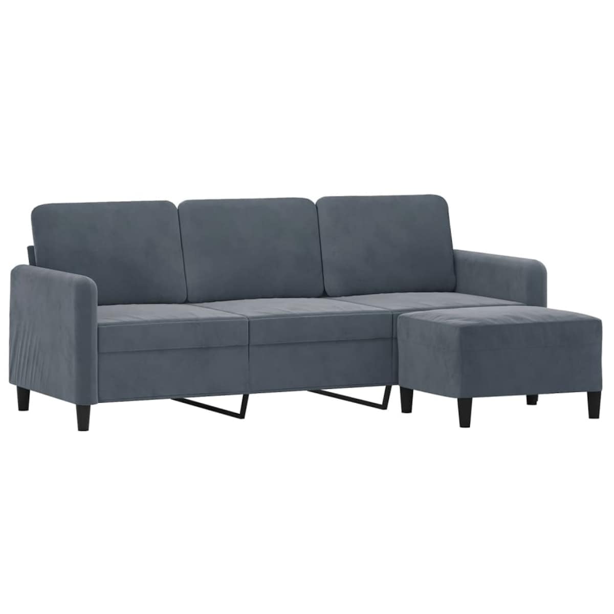 vidaXL 3-osobowa sofa z podnóżkiem, ciemnoszary, 180 cm, aksamit