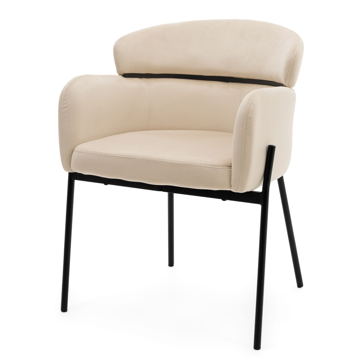 Krzesło tapicerowane welurowe do salonu BOLZANO beżowe