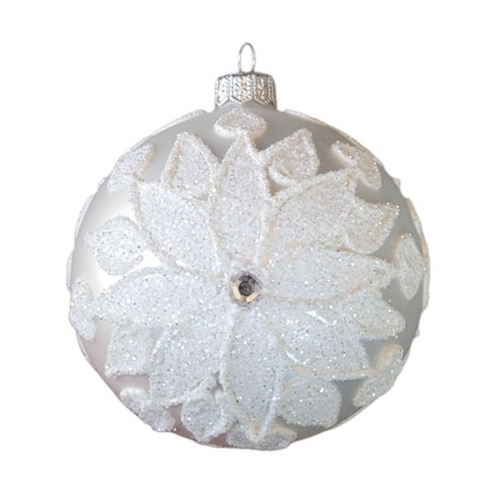 Bombka szklana 4 szt. SILENZIO NEVOSO białe Ø 100 mm