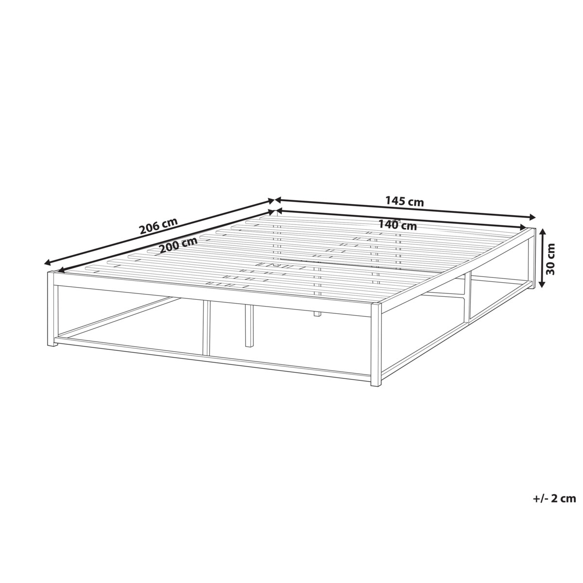 Łóżko metalowe 140 x 200 cm czarne VIRY