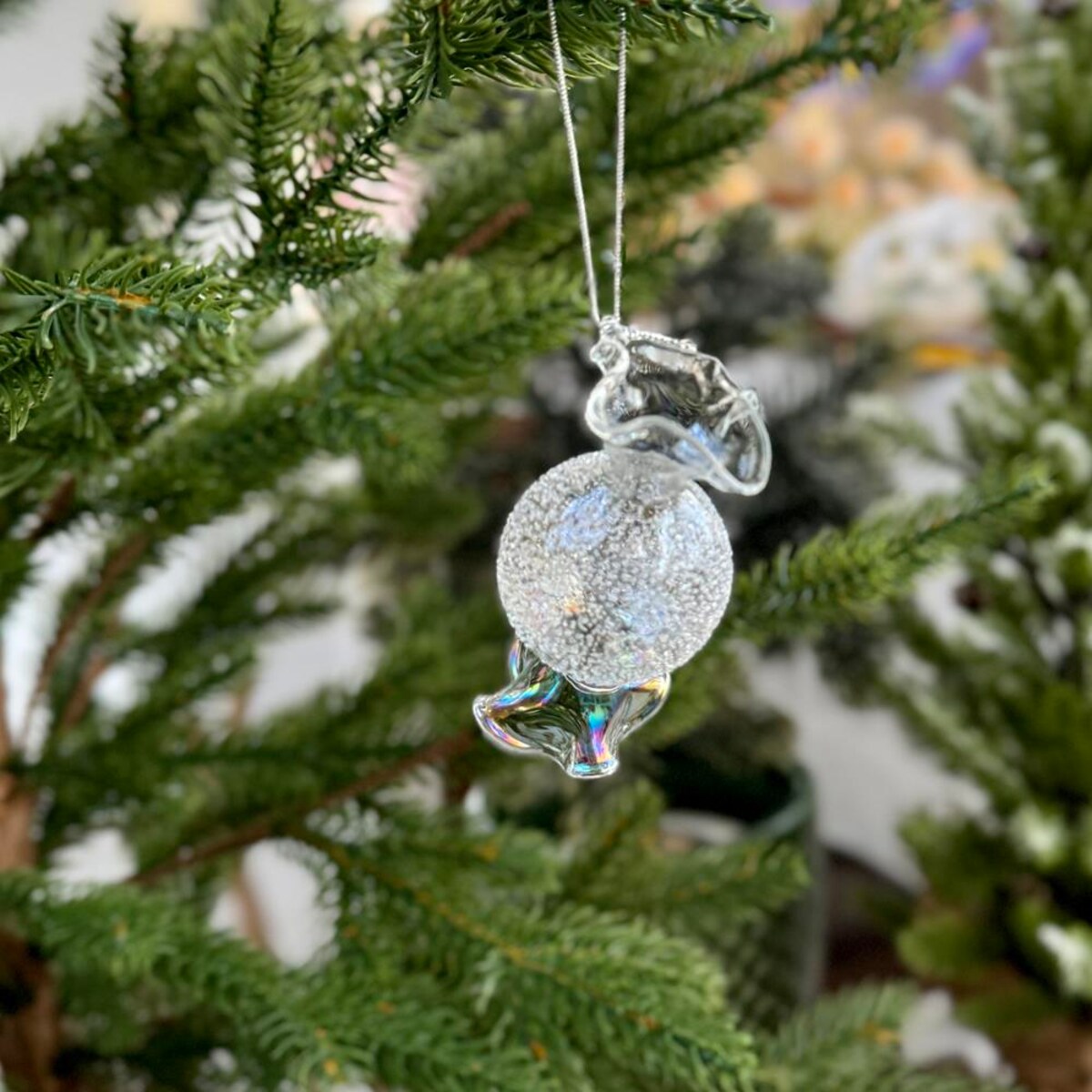 VILLA ITALIA Bombka szklana CUKIEREK przezroczysty 8 cm