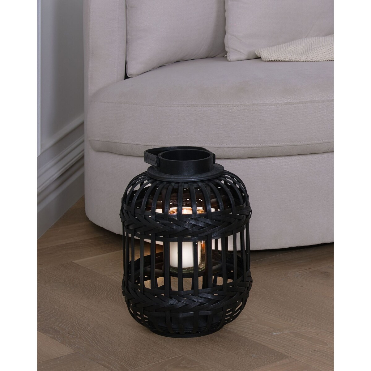 Lampion bambusowy 30 cm czarny BORACAY