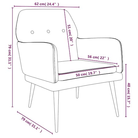 vidaXL Fotel, czarny, 62x79x79 cm, obity aksamitem